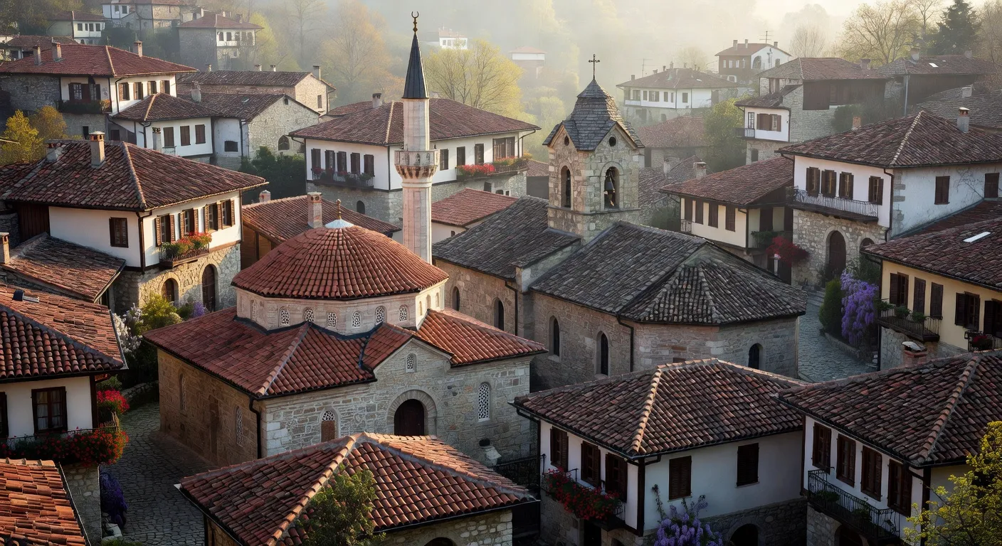 Cohabitation d'une mosquée et d'une église dans une ville albanaise