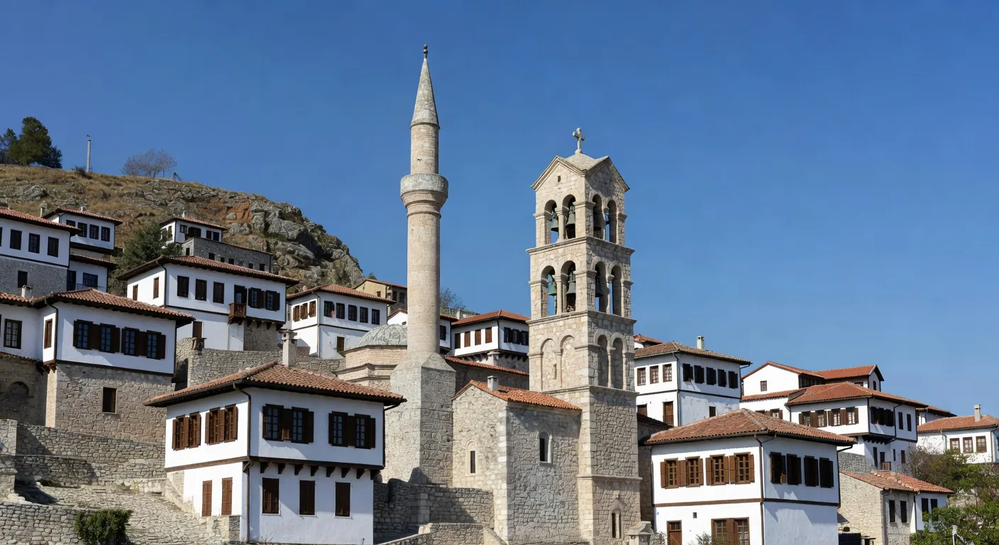 Mosquée et église côte à côte dans une ville albanaise