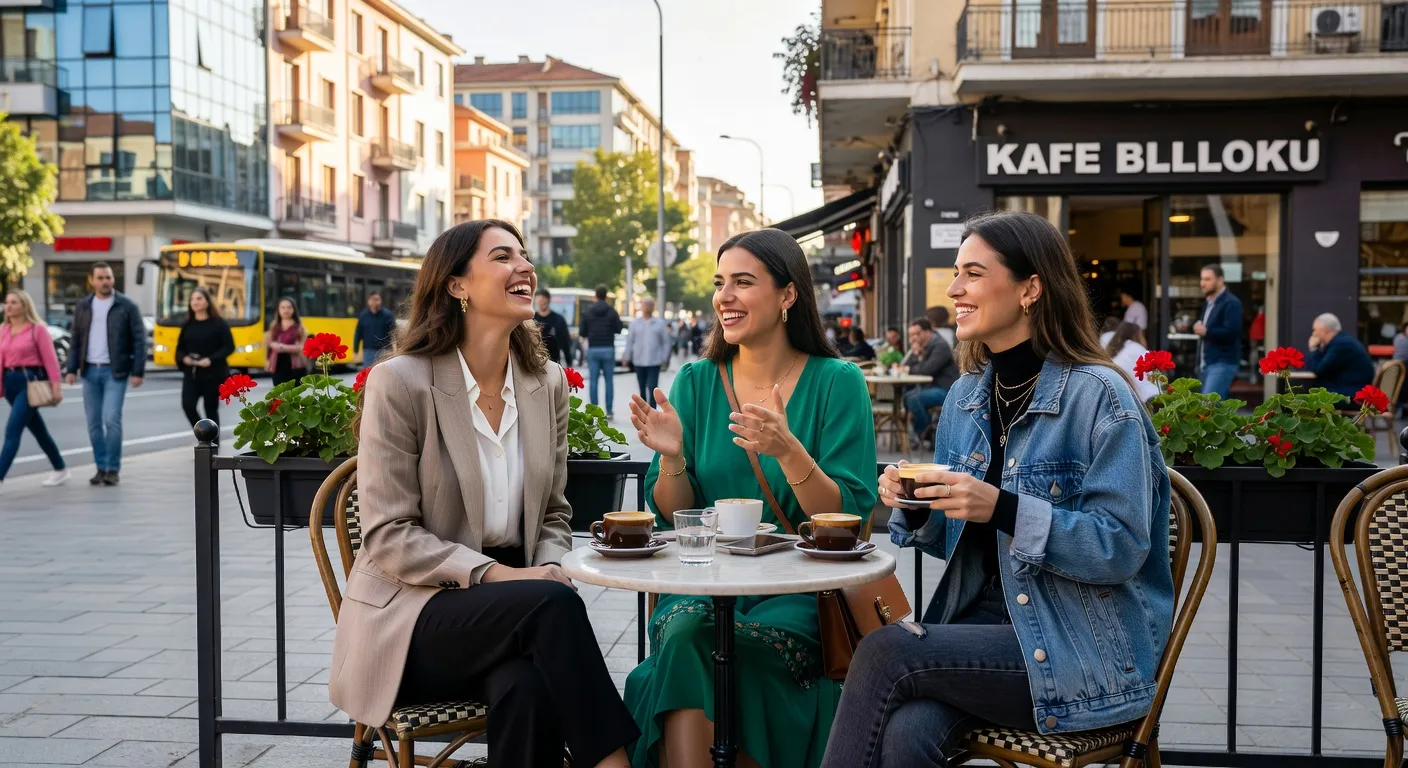 Jeunes femmes albanaises dans un café de Tirana — génération moderne