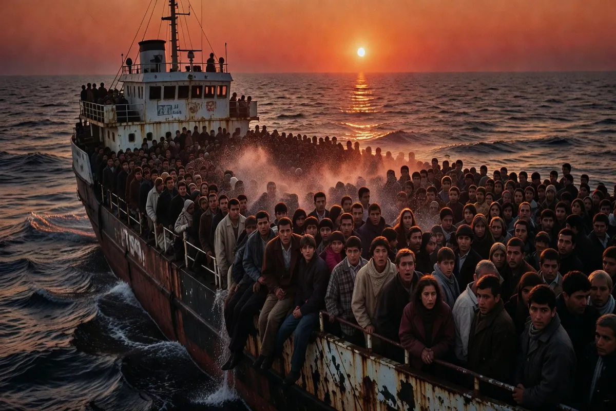 Bateaux albanais en route vers l'Italie dans les années 90