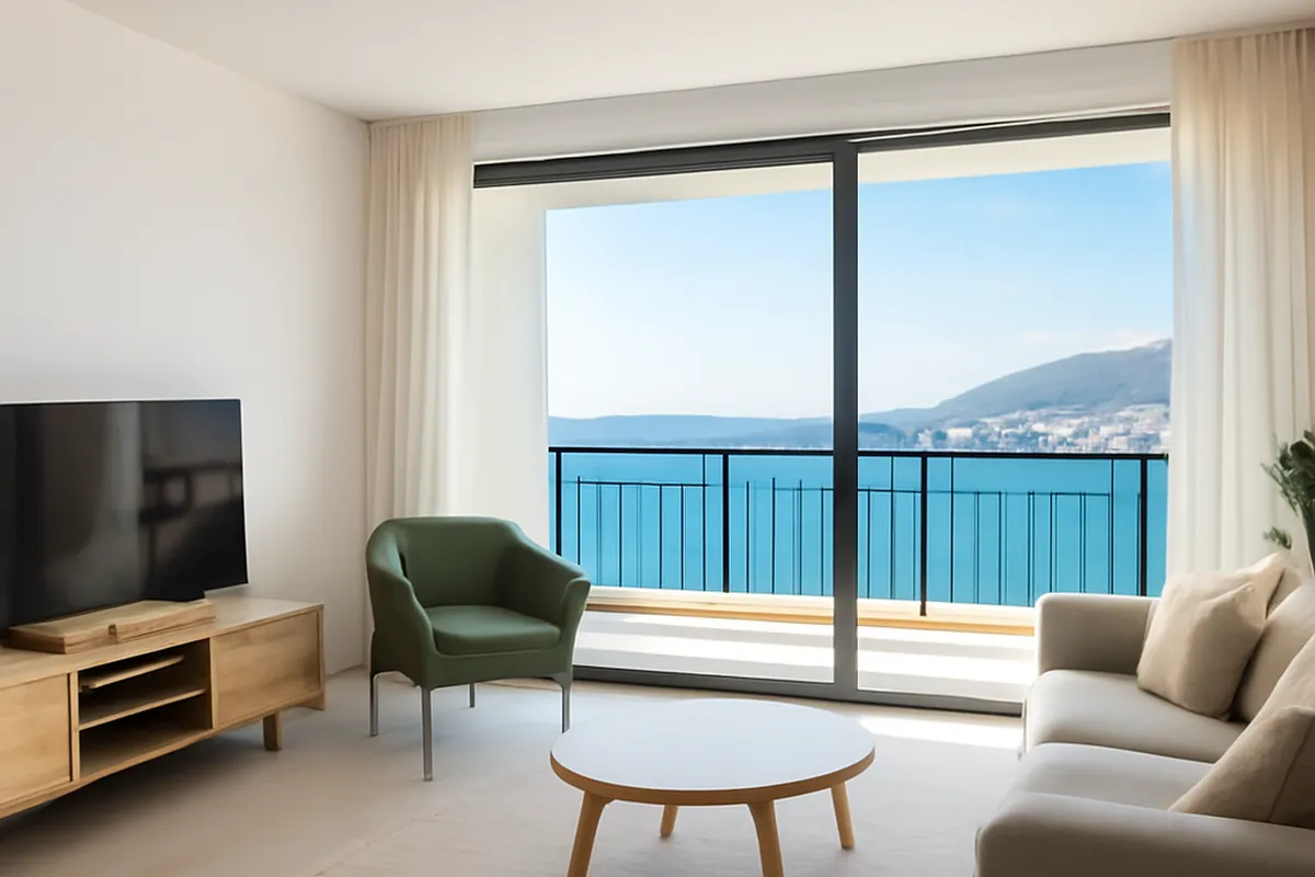 Appartement moderne avec terrasse et vue mer sur la Riviera albanaise, style contemporain