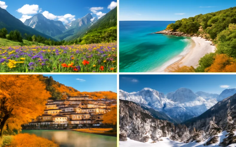 Les quatre saisons en Albanie, du soleil estival a la neige alpine