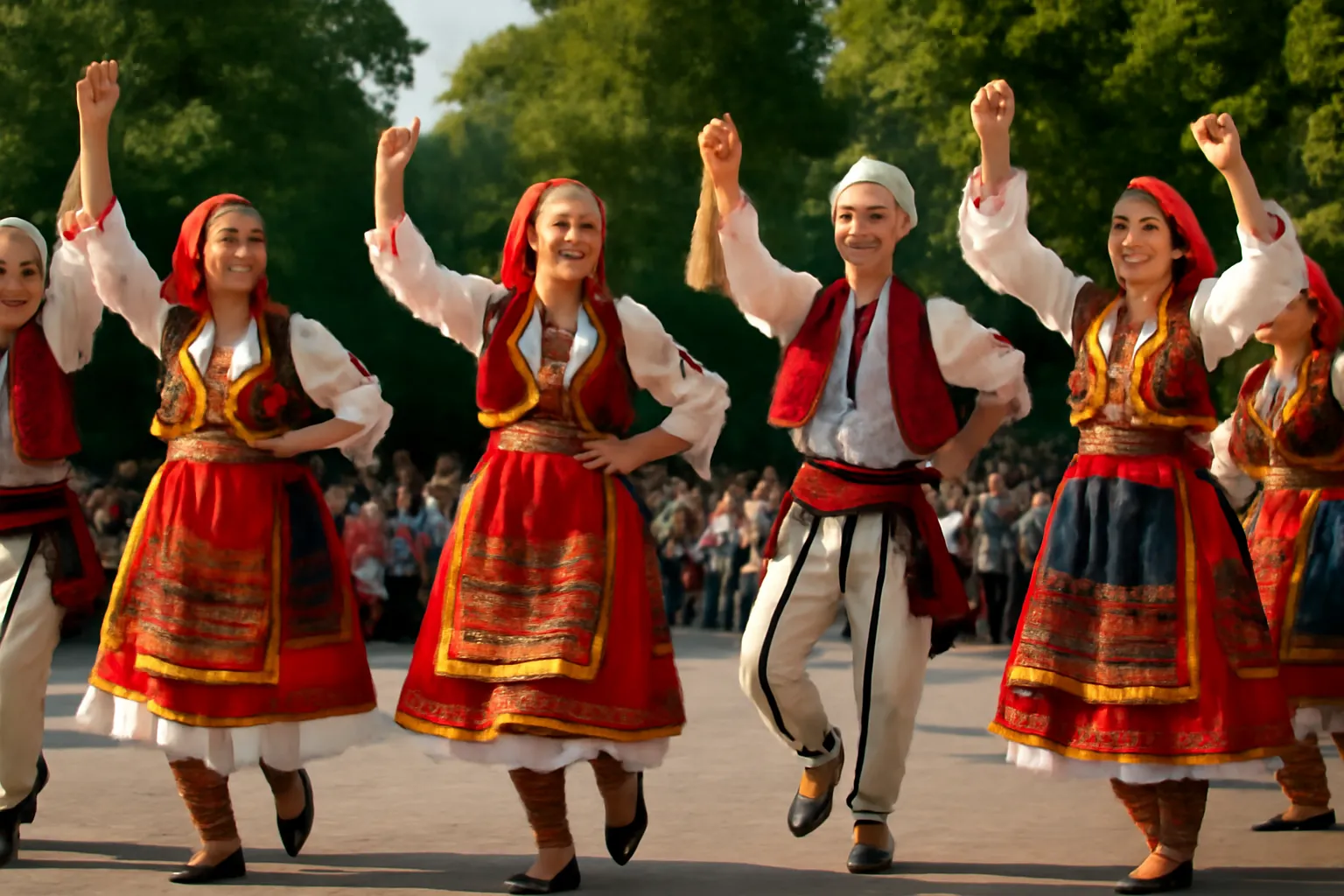 Danse folklorique traditionnelle albanaise en costume coloré
